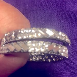 Silvertone rhinestone hoop earrings